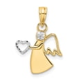 thumbnail image 1 of Finest Gold 14K Yellow & Rhodium White Diamond-Cut Angel Holding Heart Pendant, 1 of 4