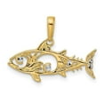 thumbnail image 1 of Finest Gold 14K Yellow & Rhodium White Diamond-Cut Fish Pendant, 1 of 4