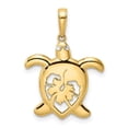 thumbnail image 1 of Finest Gold 14K Yellow & Rhodium White Diamond-Cut Floral Turtle Pendant, 1 of 4