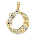 thumbnail image 1 of Finest Gold 14K Yellow & Rhodium White Diamond-Cut Heart, Star & Moon Pendant, 1 of 4