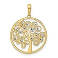 thumbnail image 1 of Finest Gold 14K Yellow & Rhodium White Diamond-Cut Tree of Life Pendant, 1 of 4