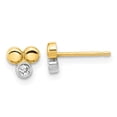 thumbnail image 1 of Finest Gold 14K Yellow & Rhodium White Polished CZ Three Circle Post Earrings, 1 of 3