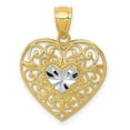 thumbnail image 1 of 14K and White Rhodium Polished Diamond-cut Filigree Heart Pendant K2527, 1 of 3
