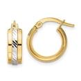 thumbnail image 1 of Finest Gold 14K Yellow & Rhodium with Diamond-Cut Hoop Earrings, 1 of 3