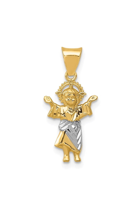 14K Yellow Gold Timeless Polished Diamond-Cut Infant Jesus Pendant
