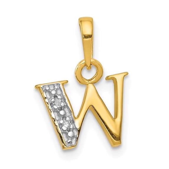 14KY with Rhodium Diamond Letter W Initial Pendant YC250W