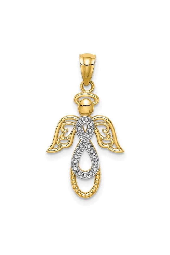 14K Yellow & Rhodium with Infinity Angel Pendant