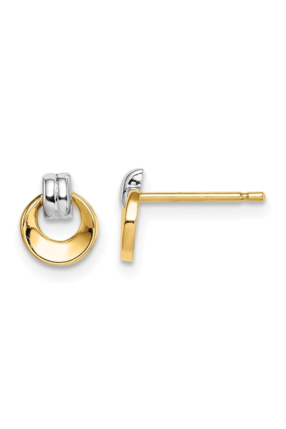 Madi K 14k and White Rhodium  Circle Doorknocker Post Earrings