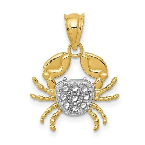 Finest Gold 14K with Rhodium Diamond-cut Crab Pendant