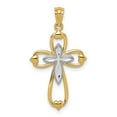 thumbnail image 1 of Finest Gold 14K with Rhodium Diamond-cut Cross Pendant, 1 of 4