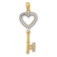 thumbnail image 1 of 14k Yellow Gold Polished and Rhodium Love Heart Key Pendant Necklace Measures 32x12mm Wide - Pendant for Women, 1 of 2