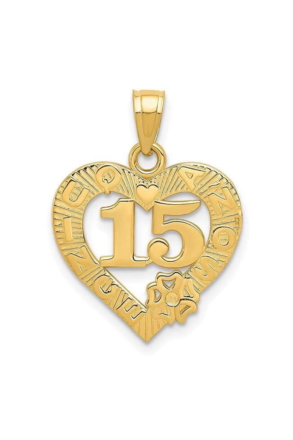 14k 15 in QUINCE ANOS Heart Frame Pendant