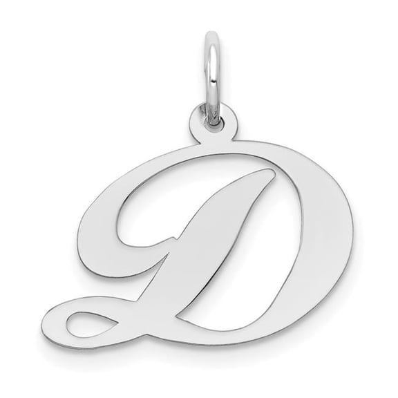Finest Gold 19.09 mm 14K Gold Fancy Script Letter D Initial Charm, White - Medium