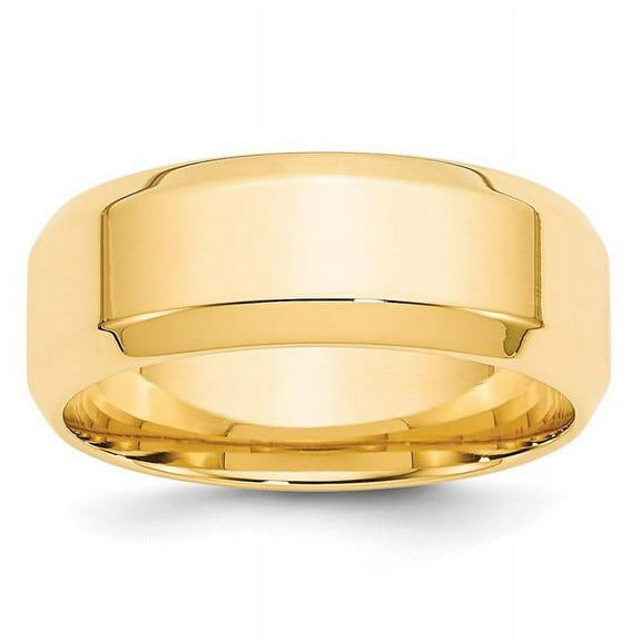 Finest Gold 1BEC080-9 8 mm 10K Yellow Bevel Edge Comfort Fit Band - Size 9