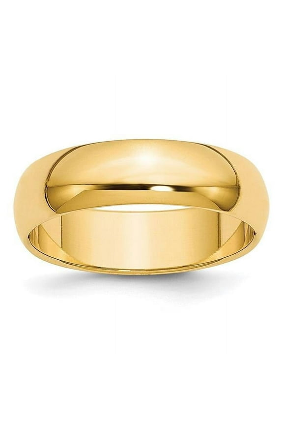 Finest Gold 1HR060-7.5 6 mm 10K Yellow Gold Half Round Wedding Band - Size 7.5