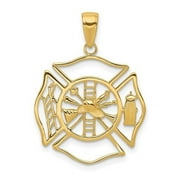Finest Gold 29 x 21 mm 10K Fireman Shield Pendant, Yellow