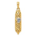 thumbnail image 1 of Finest Gold 35 mm 14K with White Rhodium 3D Mezuzah & Shin Charm Pendant, Two Tone, 1 of 2