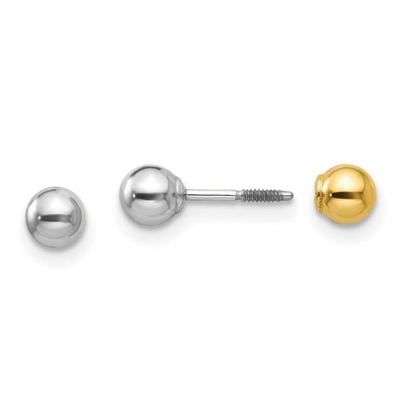 Finest Gold 4 mm 14K Two-Tone Madi K Reversible Ball Earrings, Pair