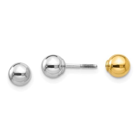 Finest Gold 5 mm 14K Two-Tone Madi K Reversible Ball Earrings, Pair