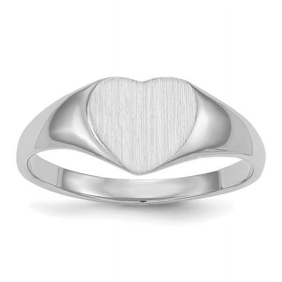 Finest Gold 8.5 x 9 mm 14K White Gold Closed Back Heart Signet Ring