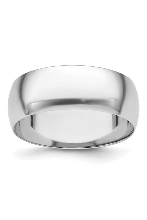 Platinum Solid Polished Half Round Lightweight 8mm-Half-Round Featherweight Band Ring Size 11.5 - Jewelry Gift for Mom