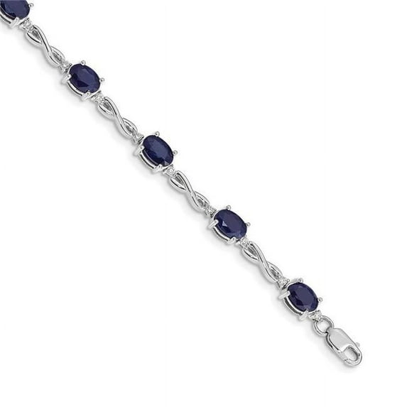 Finest Gold BM4488-SA-025-WA 14K White Gold Diamond & Sapphire Bracelet
