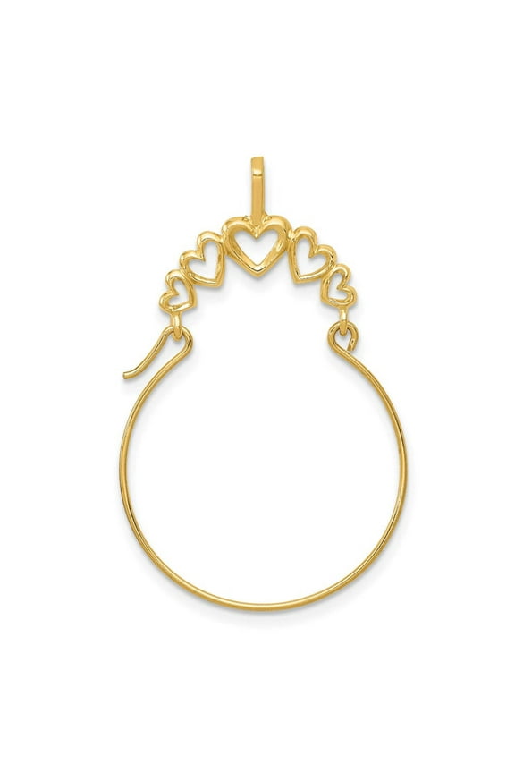 14k Yellow Gold Solid 5-Heart Design Charm Holder Pendant