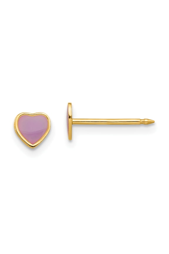 Inverness 14k Epoxy Fill Purple Heart Earrings