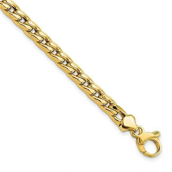 Finest Gold Leslies 14K Yellow Gold Polished Curb 7.5 in. Bracelet