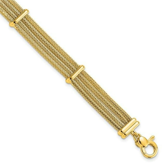 Finest Gold Leslies 14K Yellow Gold Polished Multi-Strand 7.5 in. Bracelet