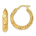 thumbnail image 1 of 14k Polished Textured Hoop Earrings, 1 of 2