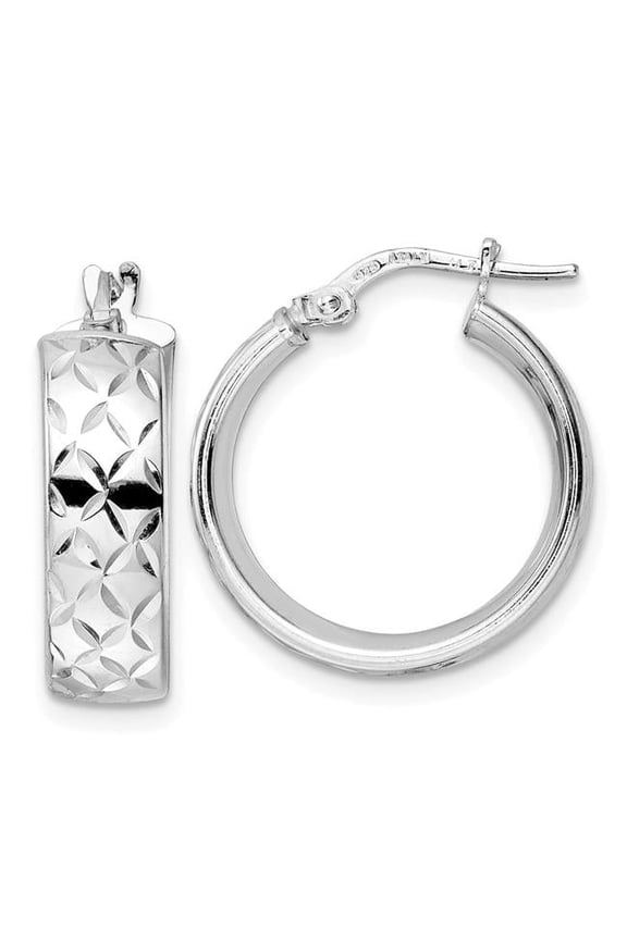 Finest Gold Leslies Sterling Silver Rhodium-Plated Polished D-C Hoop Earrings