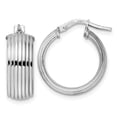 thumbnail image 1 of Finest Gold Leslies Sterling Silver Rhodium-Plated Polished Grooved Hoop Earrings, 1 of 2