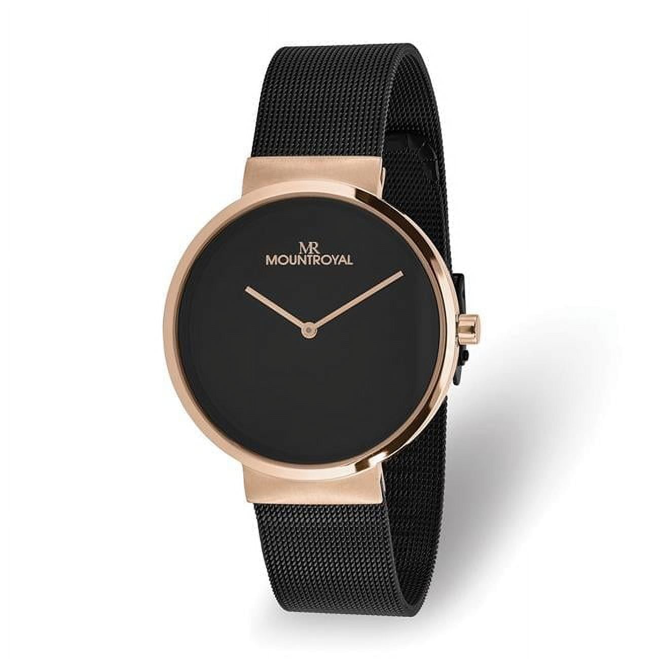 Finest Gold Mens Mountroyal Stainless Steel Rose-tone Black Dial