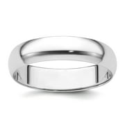 JEWELRYWEB Platinum Solid Polished Half Round Lightweight 5mm-Half-Round Featherweight Band Ring Size 7.5-Ring for Women and Men