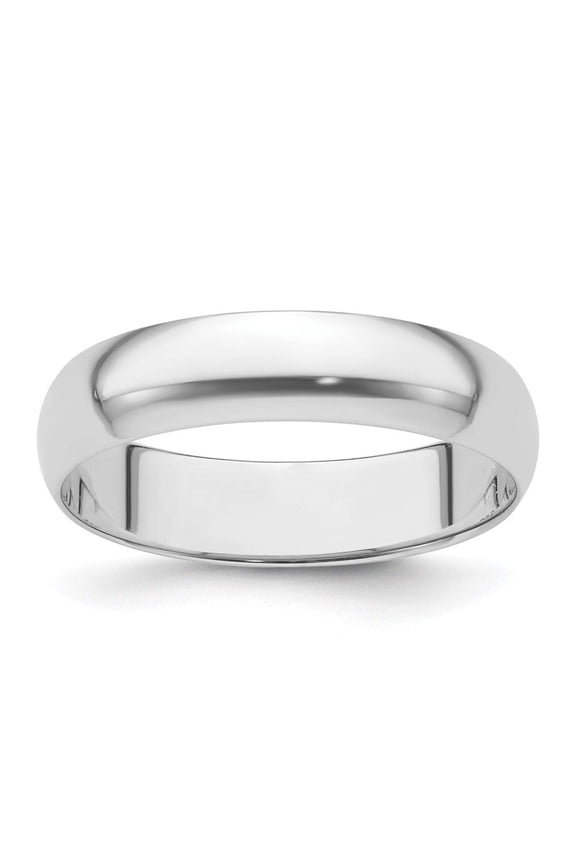 Platinum Solid Polished Half Round Lightweight 5mm Half-Round Featherweight Band Ring Size 8 Ring for Women and Men
