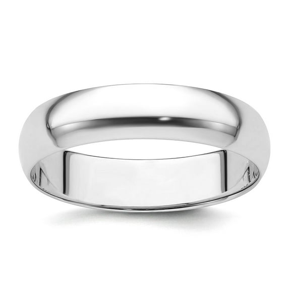 Platinum Solid Polished Half Round Lightweight 5mm Half-Round Featherweight Band Ring Size 10.5 Ring for Women and Men