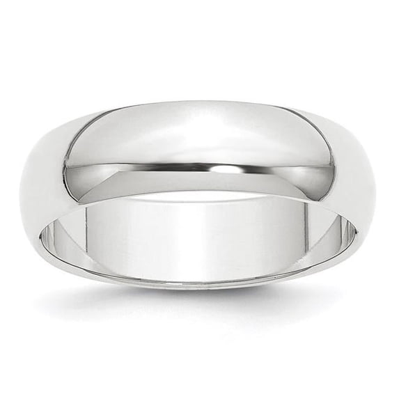Platinum Solid Polished Half Round Lightweight 6mm Half-Round Featherweight Band Ring Size 11.5 Ring for Women and Men
