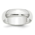 thumbnail image 1 of Platinum Solid Polished Half Round Lightweight 6mm Half-Round Featherweight Band Ring Size 9 Ring for Women and Men, 1 of 2