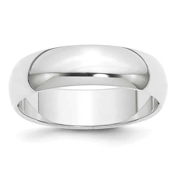 Platinum Solid Polished Half Round 6mm Half-Round Wedding Band Ring Size 4.5 Wedding Band for Women and Men