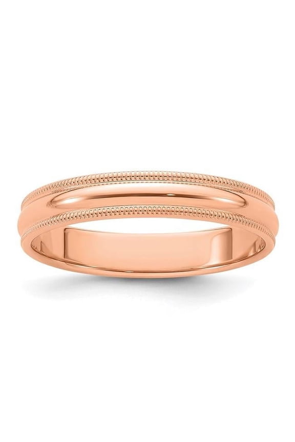 Finest Gold RM040-7 14K 4mm Rose Gold Milgrain Half-Round Band - Size 7