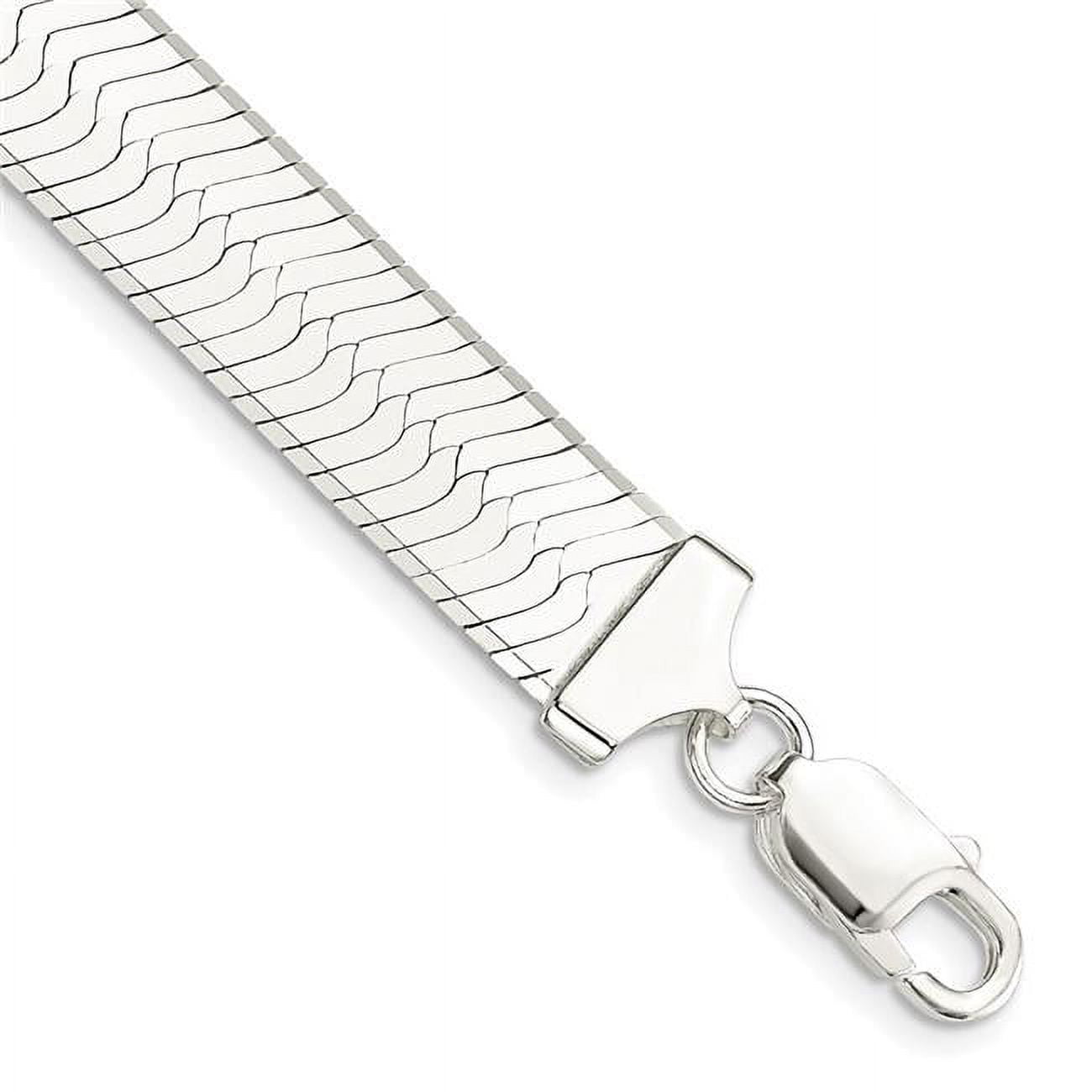 Finest Gold Sterling Silver 10.5 mm Magic Herringbone Chain 8 in