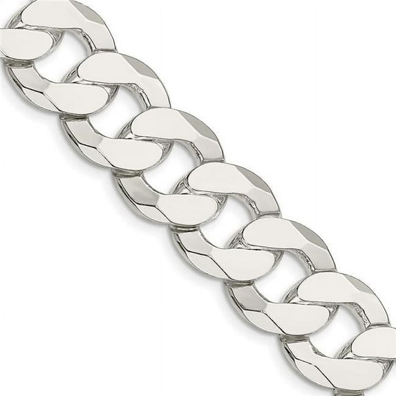 Finest Gold Sterling Silver 16 mm Flat 20 in. Curb Chain