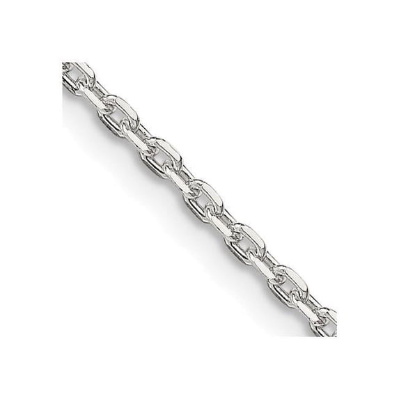 Finest Gold Sterling Silver 2 mm Beveled Oval 14 in. Cable Chain