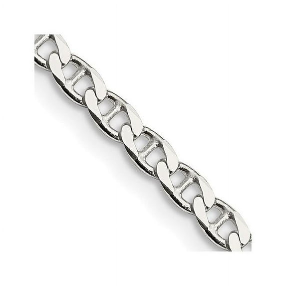 Finest Gold Sterling Silver 3.15 mm Flat Cuban 26 in. Anchor Chain
