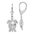 thumbnail image 1 of Finest Gold Sterling Silver 3D Moveable Turtle Leverback Earrings, Polished & White, 1 of 3