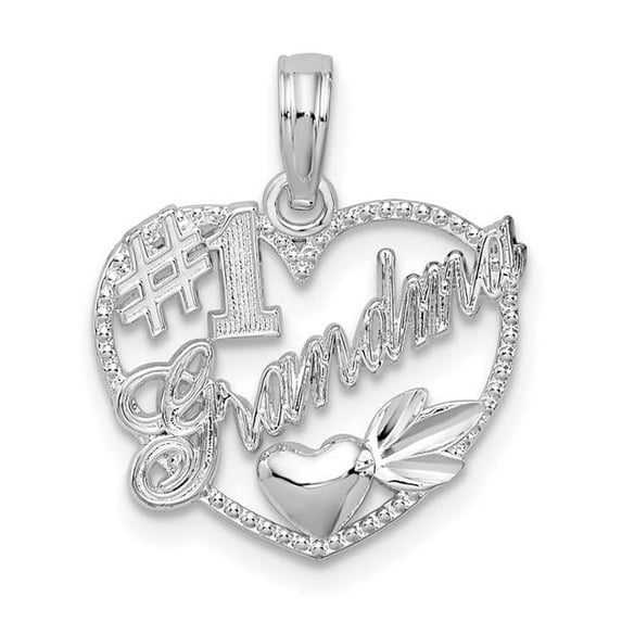 Finest Gold Sterling Silver No.1 Grandma in Heart Pendant
