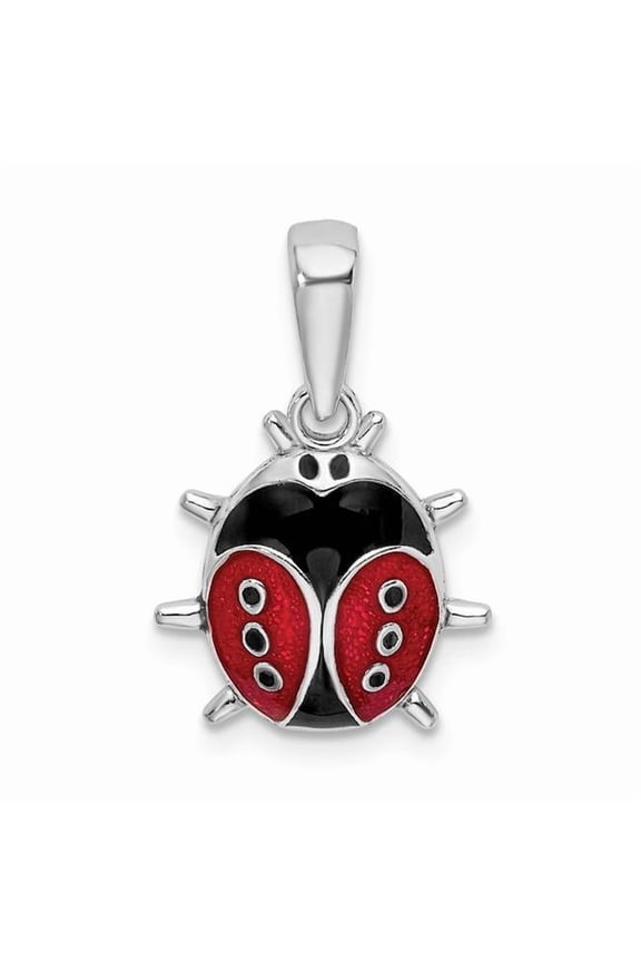 Sterling Silver Polished 3D Enameled Ladybug Pendant