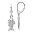 thumbnail image 1 of Finest Gold Sterling Silver Polished 3D Fishbone Leverback Earrings, 1 of 3