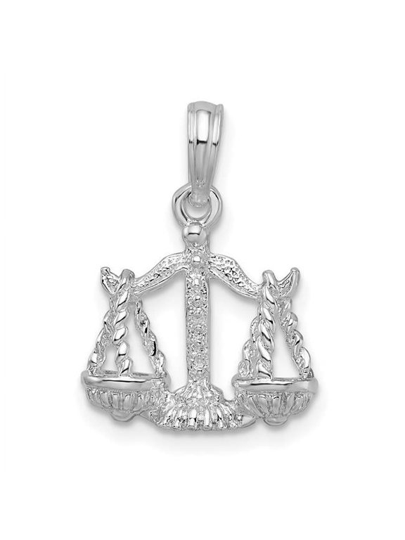 Sterling Silver Polished 3D Libra Zodiac Pendant